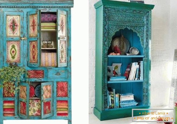 Furniture in oriental style - turquoise cabinets from India