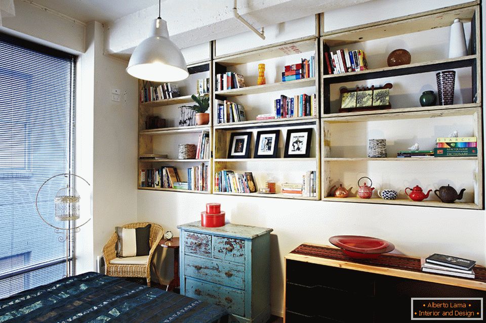 Large shelving in the bedroom