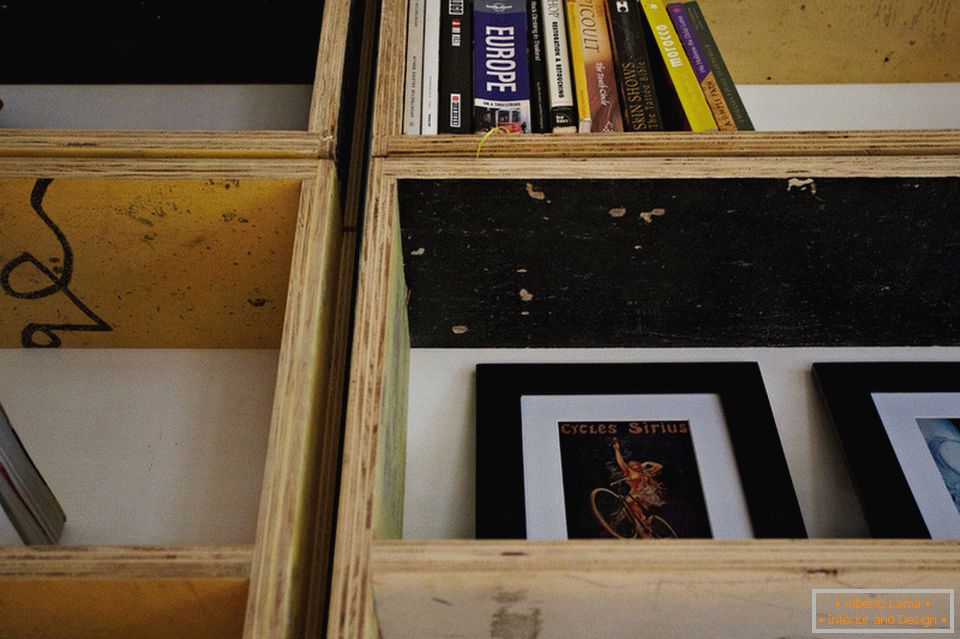 Wooden shelves for books