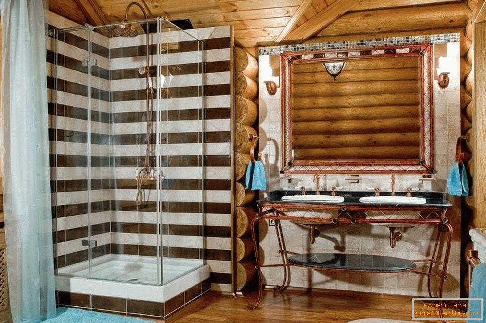 Bathroom in the log house