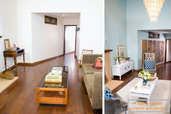Interior design of a private house photo before and after