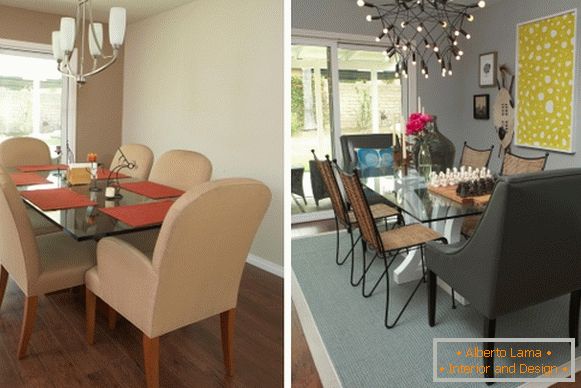 Dining room in the private area of ​​the interior photo before and after