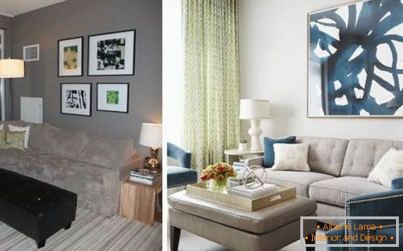 Stylish design of a private home inside: living room before and after