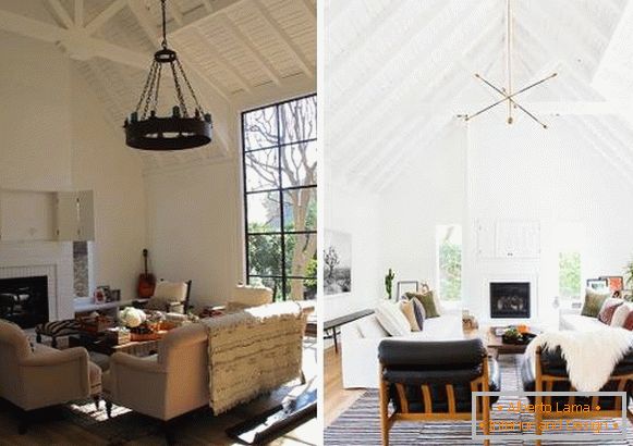 New interior design of a private house: a living room before and after