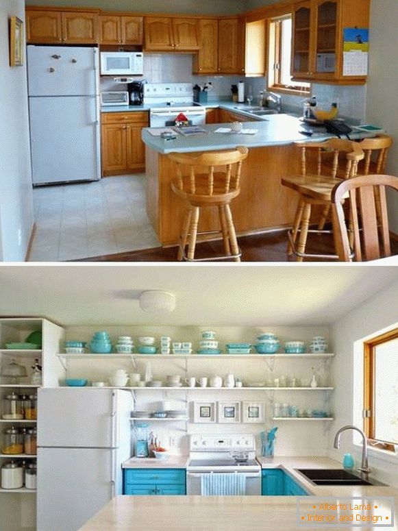 Transformation of the kitchen before and after