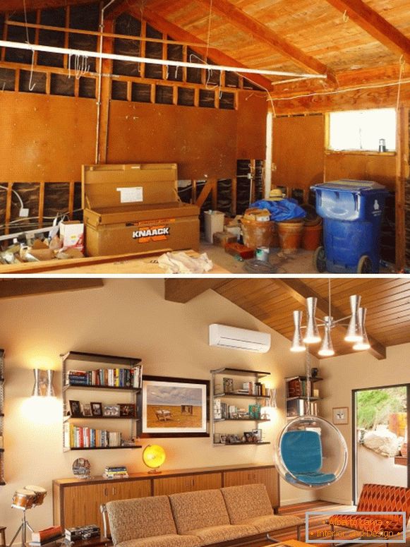 Living room in the attic of a private house