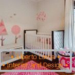 Pink and white interior of the nursery