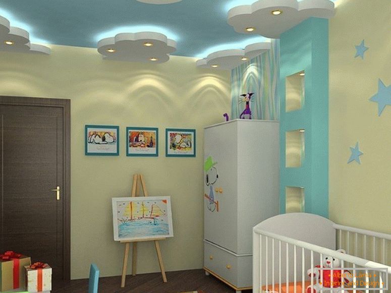 Backlight on the walls and ceiling of the nursery