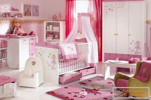 interior of a children's room for a girl