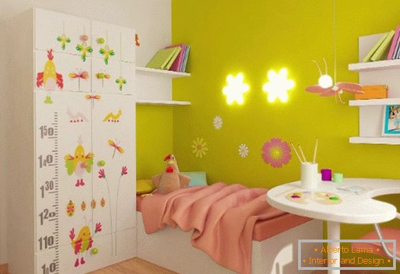 interior of a small children's room for a girl