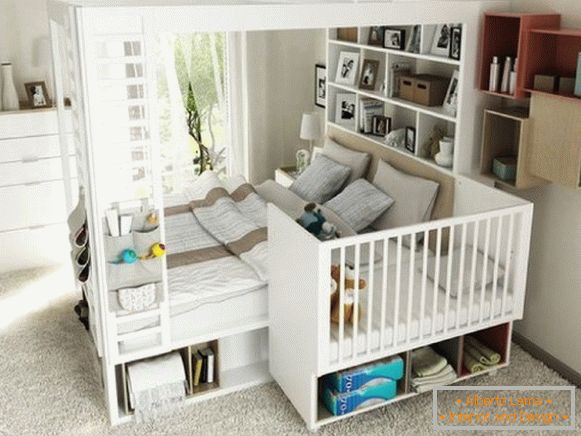 modern bedroom interior with extra cot