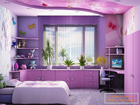 лиловый interior of a children's bedroom для девочки