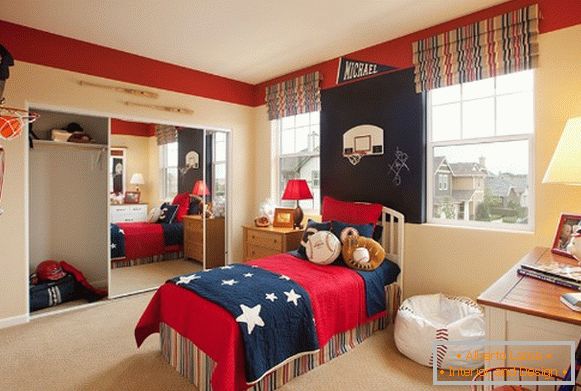 interior of a children's bedroom для мальчика в американском стиле