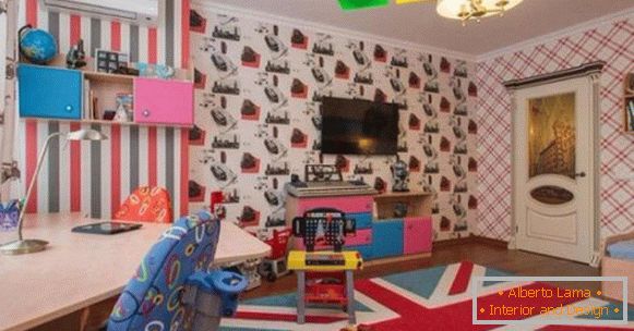 interior of a children's bedroom для мальчика в лондонском стиле