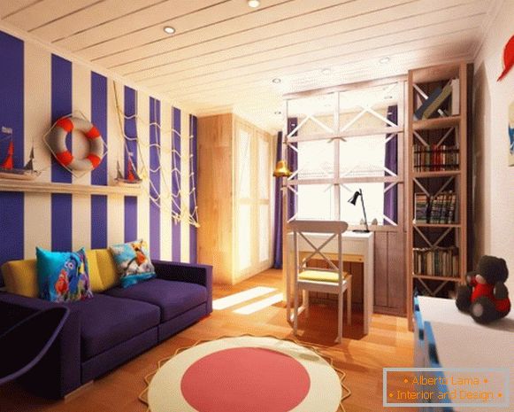 interior of a children's bedroom на морскую тематику