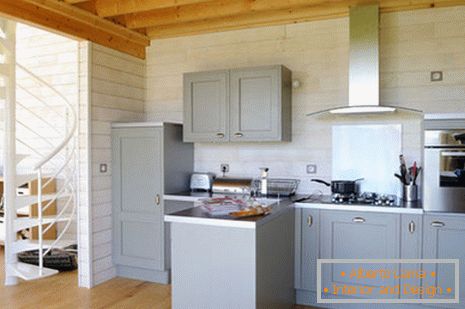 Kitchen in a small wooden house