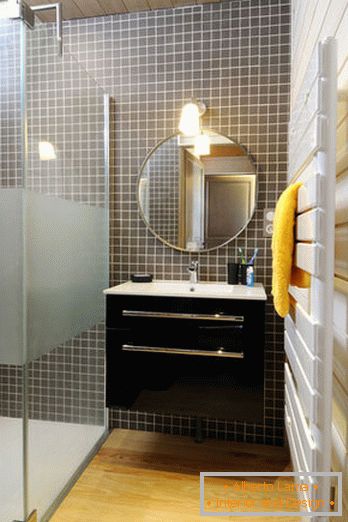 Bathroom in a small wooden house