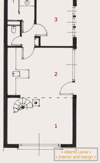 The layout of a small wooden house