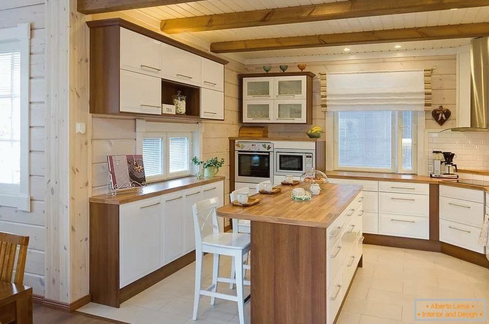 Kitchen in a house made of lumber