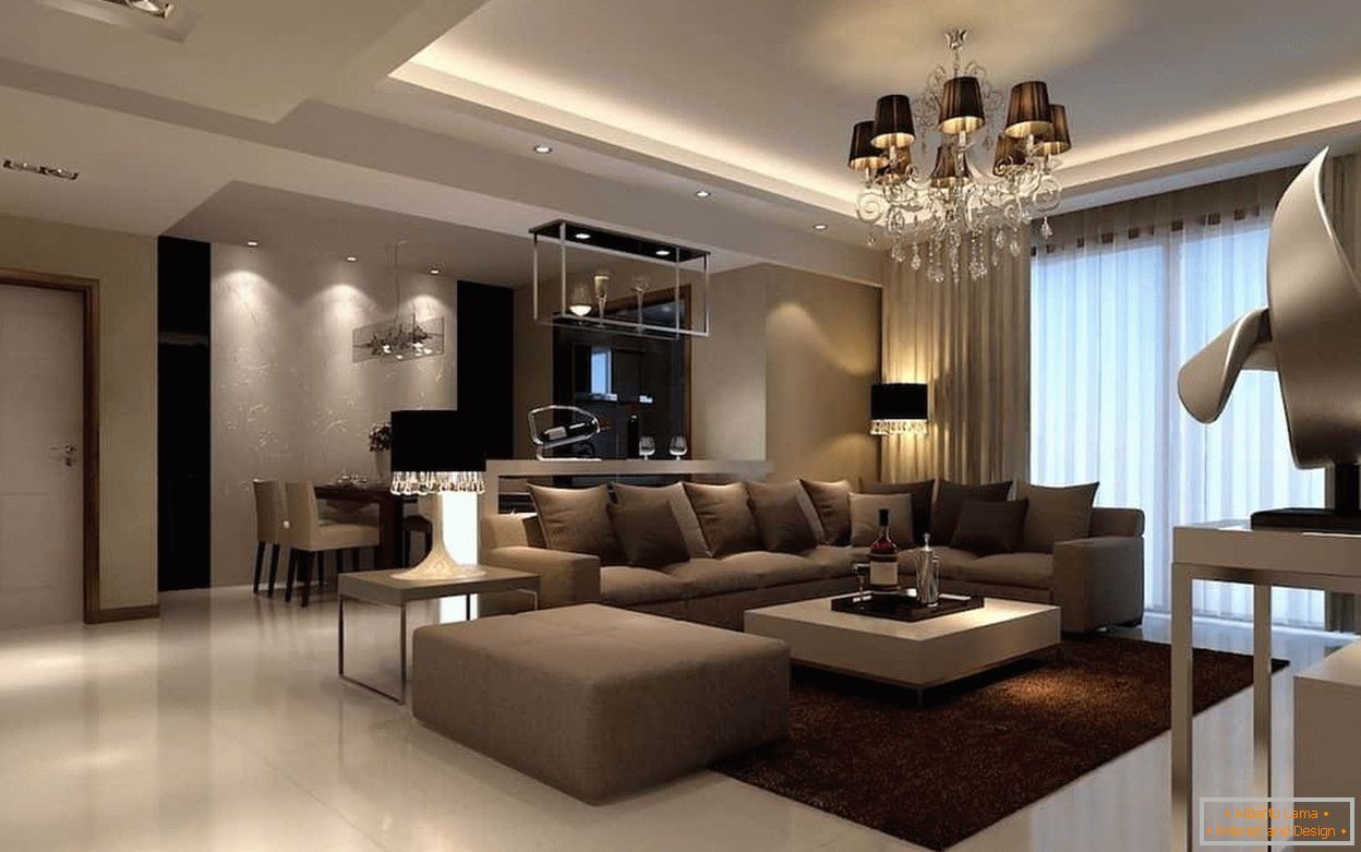 Modern design of the living room in a classic style
