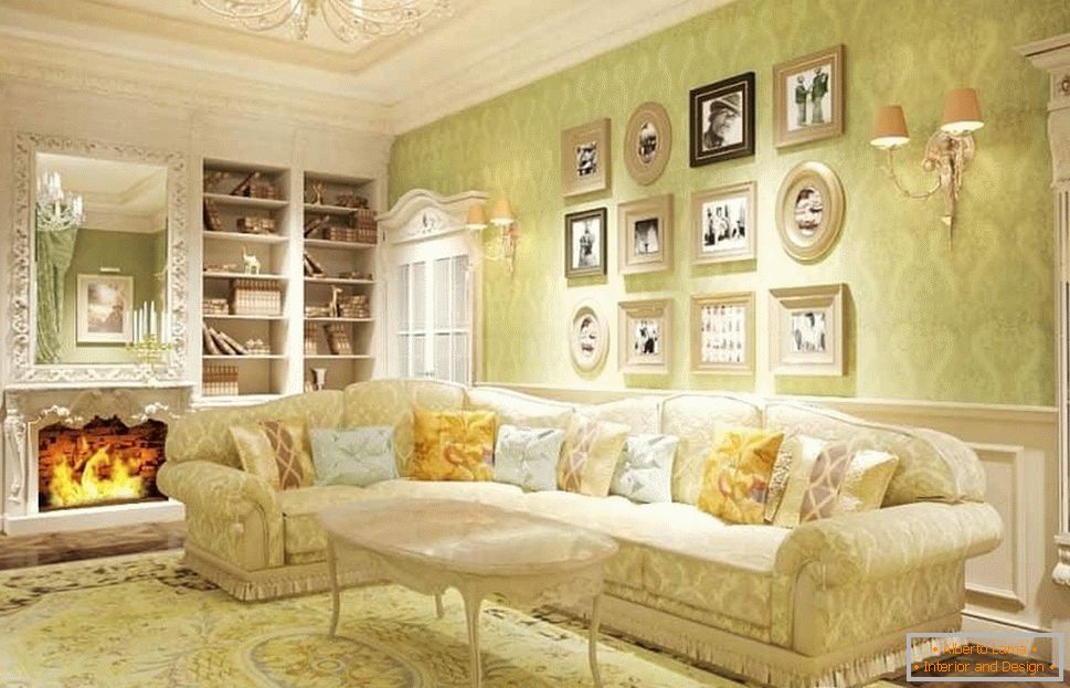 Light pistachio design of the living room
