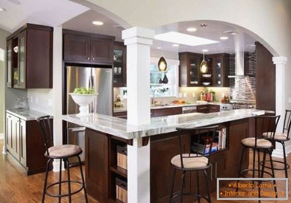Kitchen layout ideas in the design of a private house