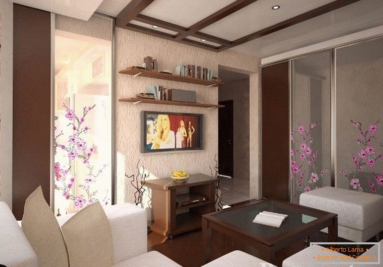 The combination of white and brown furniture in the living room
