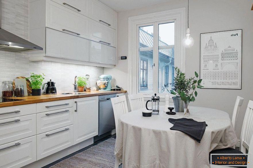 Interior of small kitchen in Scandinavian style