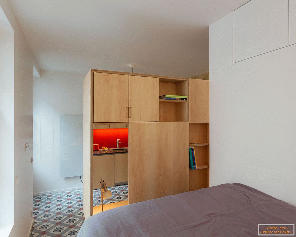 Bright bedroom in a small apartment
