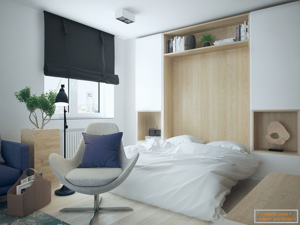 Interior of a small apartment in contrasting colors - спальня