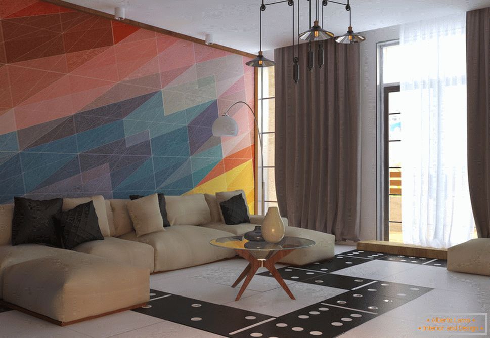 Interior of a small apartment in bright colors