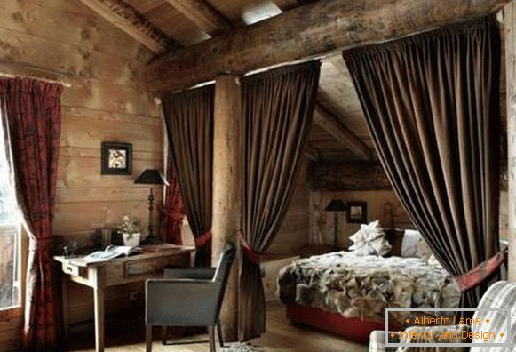 bedroom interior in a wooden house, photo 35