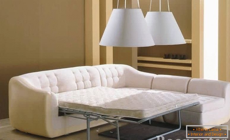 White corner sofa with orthopedic mattress