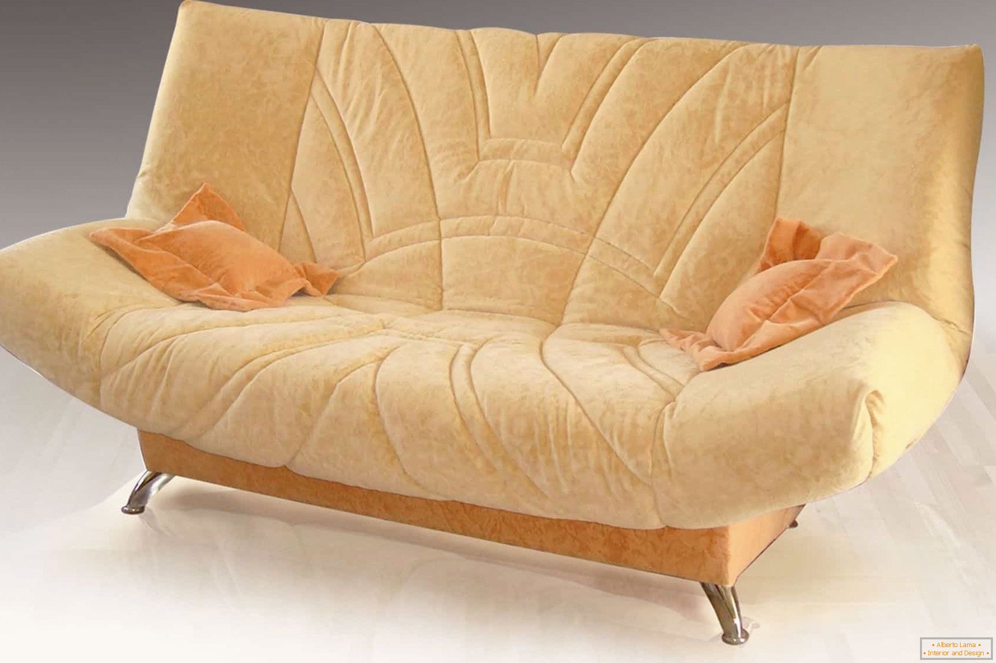 Folding sofa in fabric with a click-and-click mechanism