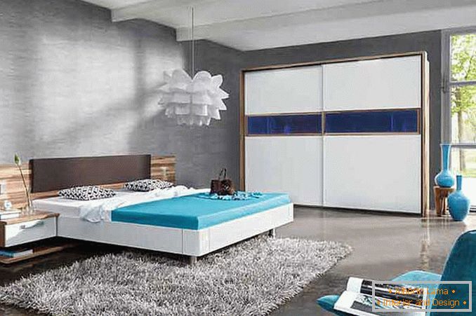 design of a bedroom in high-tech style photo