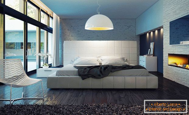 style high-tech in the interior of the bedroom