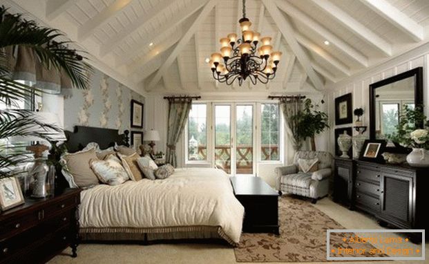 design of a bedroom in English style