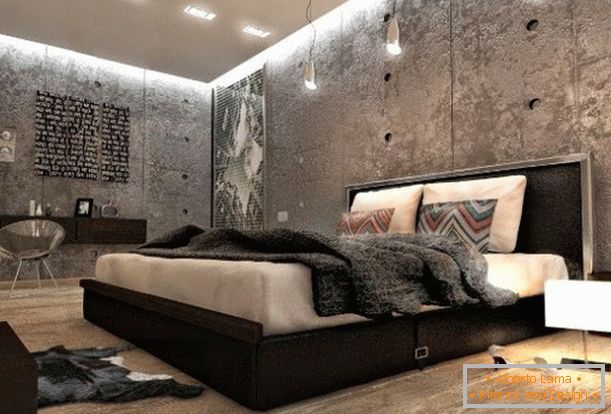 style loft in the interior of the bedroom