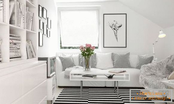 White living room in high-tech style