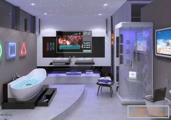 Modern bathroom in high-tech style