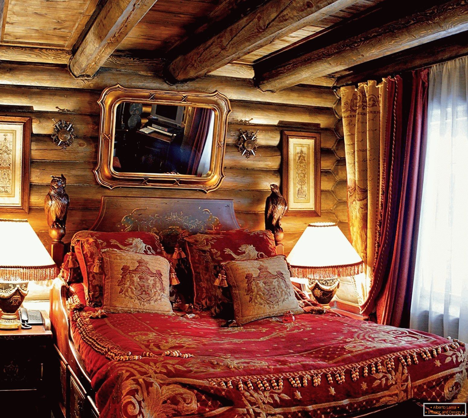 Ancient interior in the style of a chalet