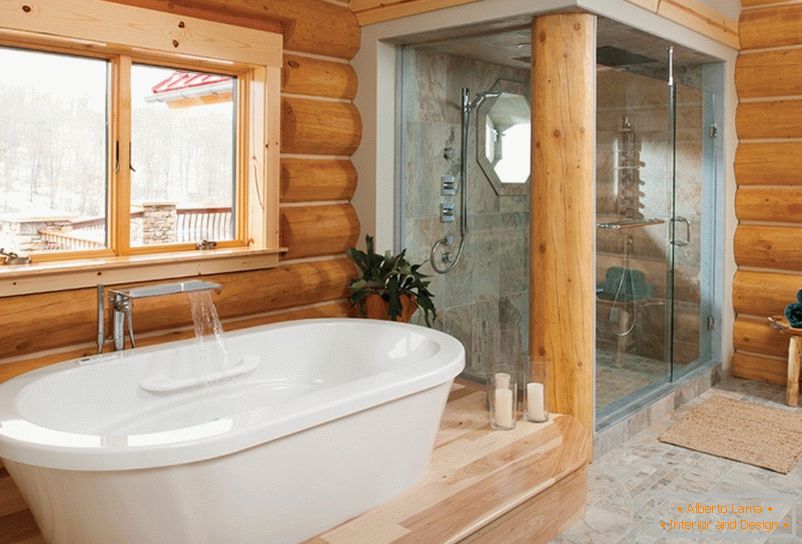 Interior of a bathroom in a country house