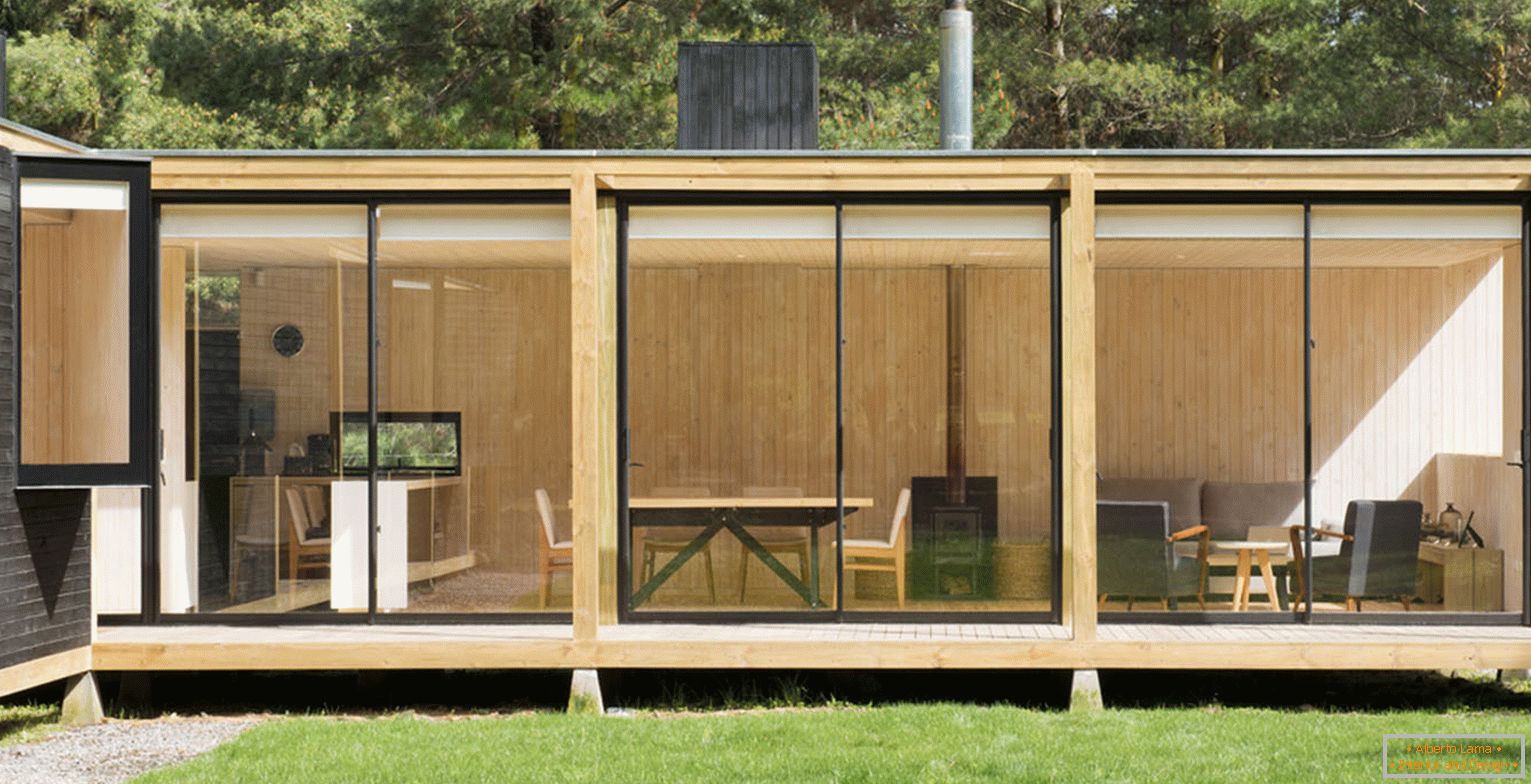 Facade of a wooden modular house