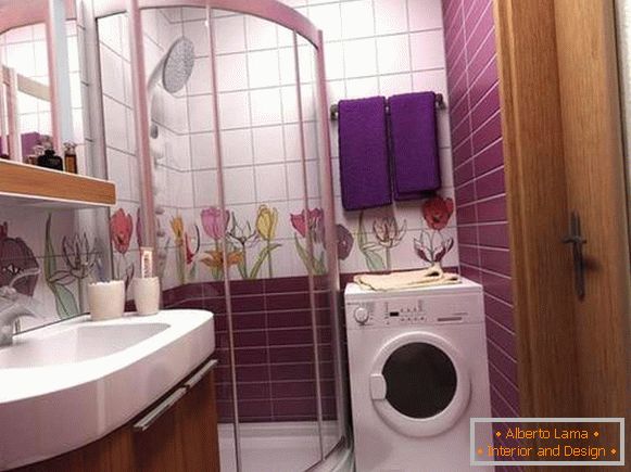 design of a bathroom in a hruschevka with a washing machine, photo 30