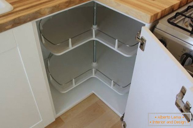 Corner cabinet in small kitchen