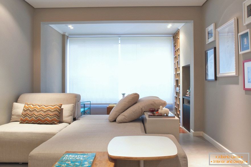 Interior of the living room in pastel colors