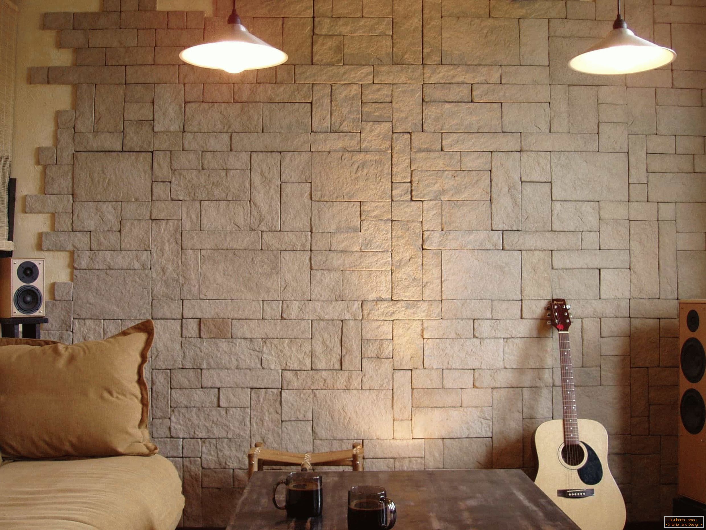 Decorative stone in a spacious living room
