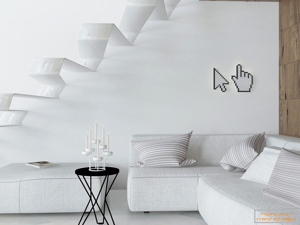 White color in the design of the studio apartment