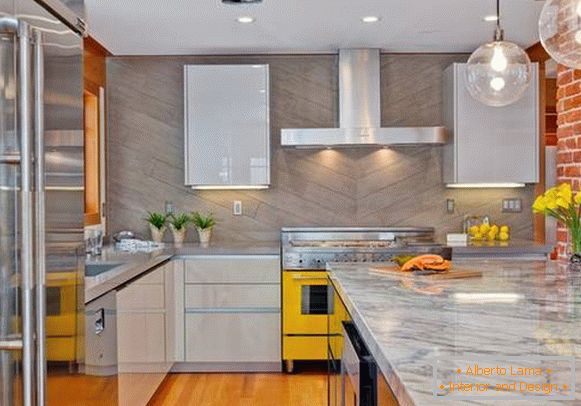 Kitchen design in gray in the interior