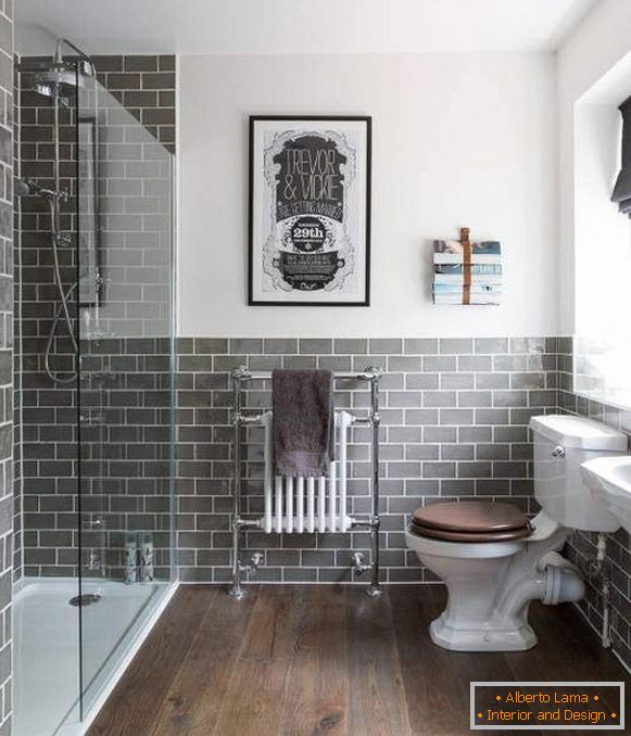 Gray and brown in the interior of the bathroom